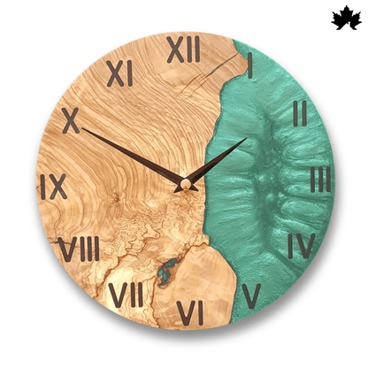 Turquoise Drift - Resin & Wood Wall Clock | Fankaarlok