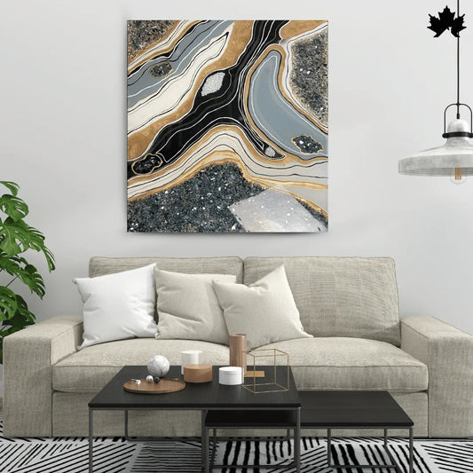 Monochrome Aura Panel – Resin Abstract Art for Sofa Wall | Fankaarlok