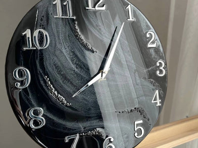 Black Swirl Resin Art Clock | Premium Wall Clock Online by Fankaarlok