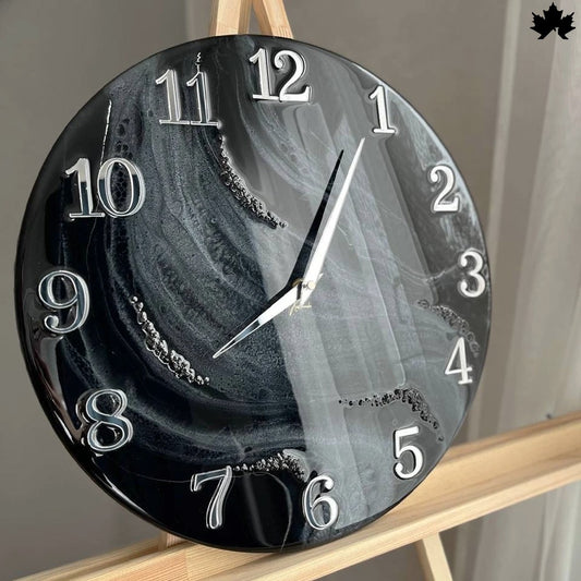 Black Swirl Resin Art Clock | Premium Wall Clock Online by Fankaarlok