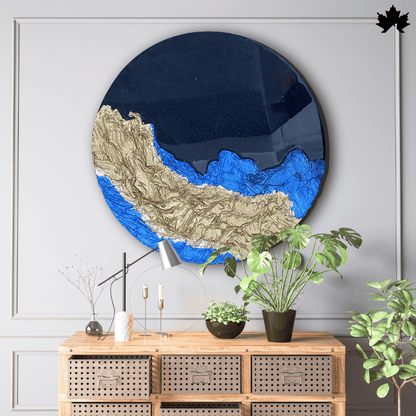 Midnight Coast Round – Resin 3D Wall Art for Home | Fankaarlok