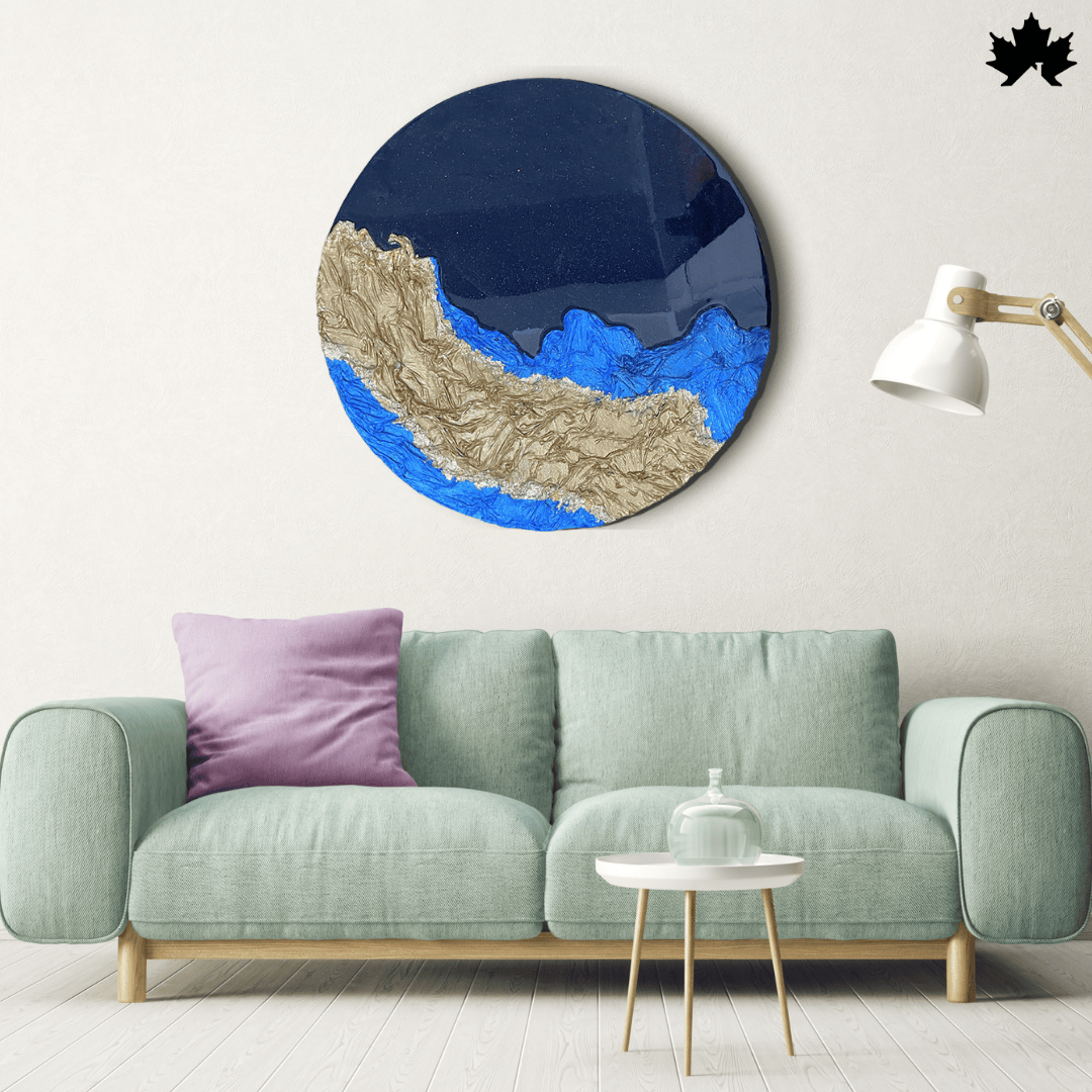 Midnight Coast Round – Resin 3D Wall Art for Home | Fankaarlok