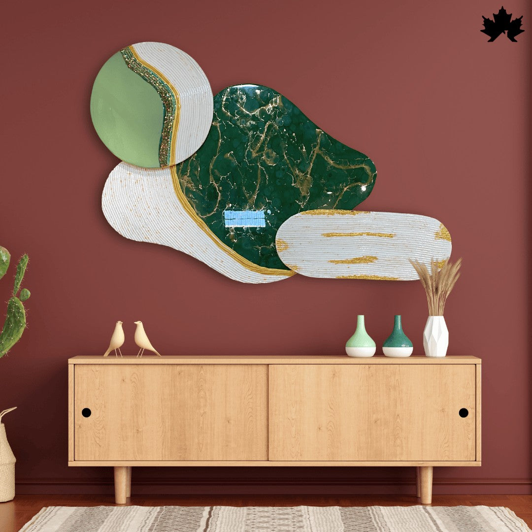 Emerald Aura Ensemble – Resin Luxury Wall Decoration for Home | Fankaarlok