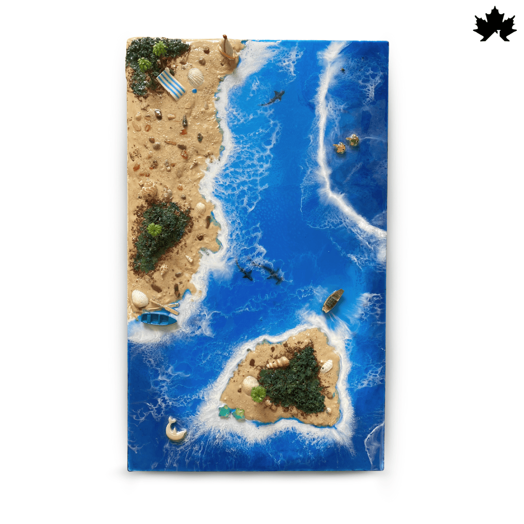Tropical Shoreline View – Resin Handmade Wall Art for Home | Fankaarlok