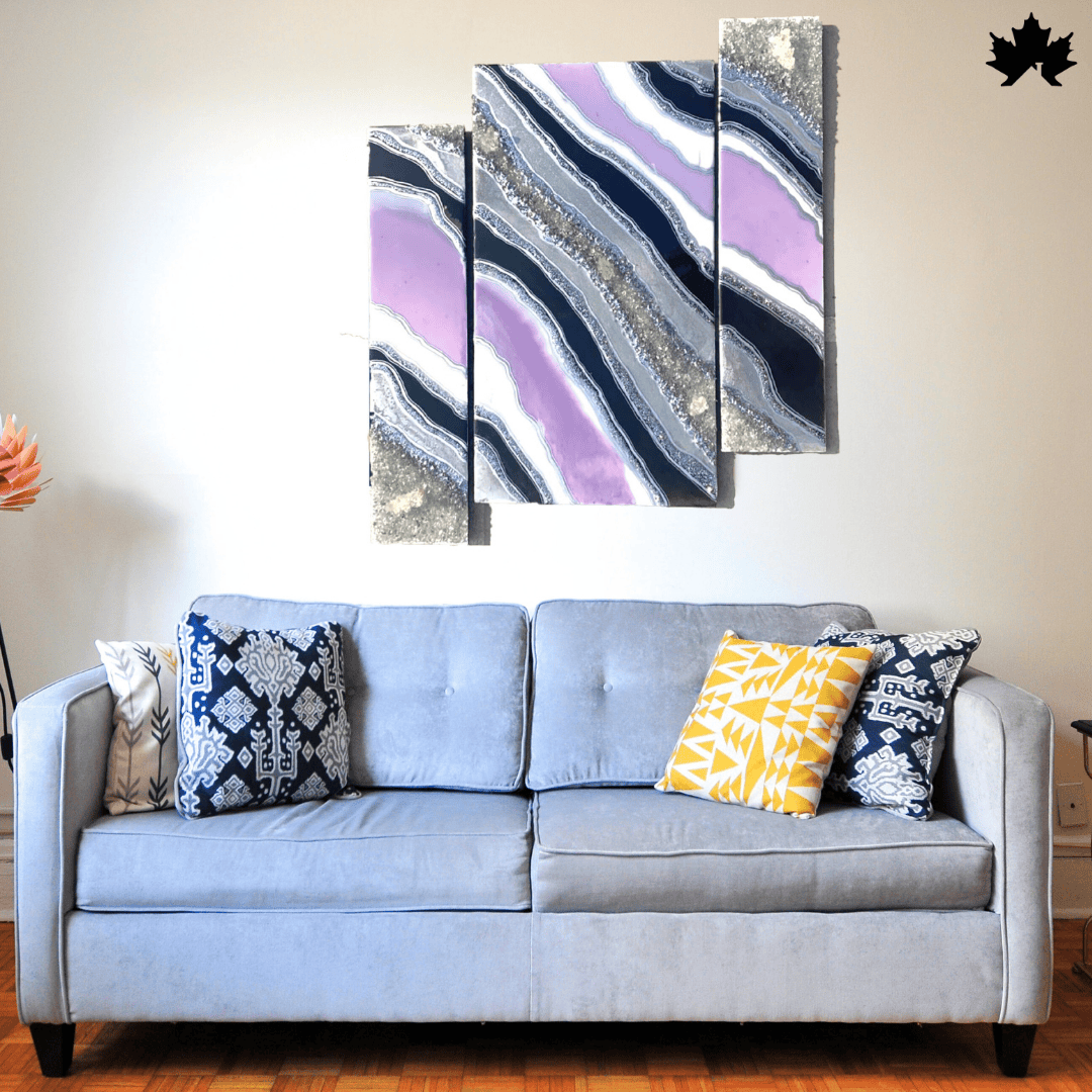 Lavender Geo Trio – Resin Stylish Wall Decor for Home | Fankaarlok