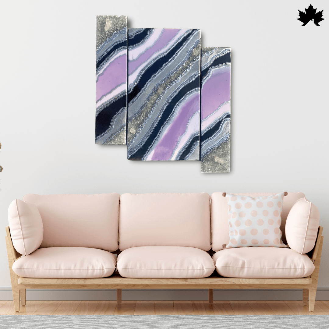 Lavender Geo Trio – Resin Stylish Wall Decor for Home | Fankaarlok