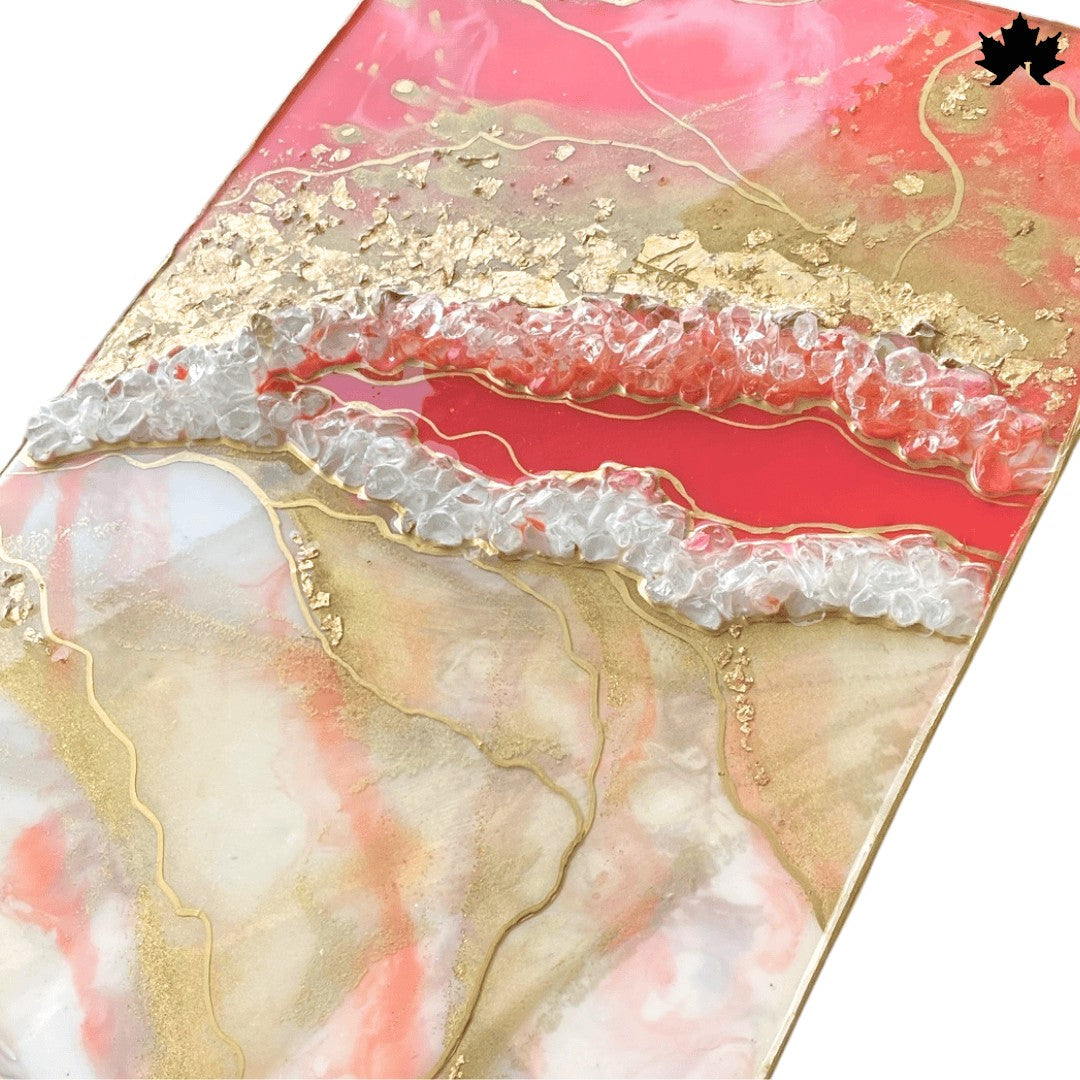 Rosé Crystal Wave – Resin Premium Art Panel for Living Room | Fankaarlok