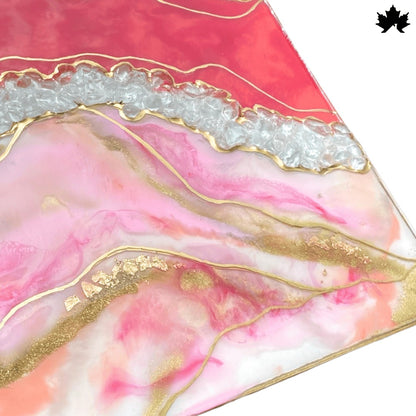Rosé Crystal Wave – Resin Premium Art Panel for Living Room | Fankaarlok