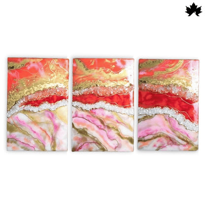 Rosé Crystal Wave – Resin Premium Art Panel for Living Room | Fankaarlok