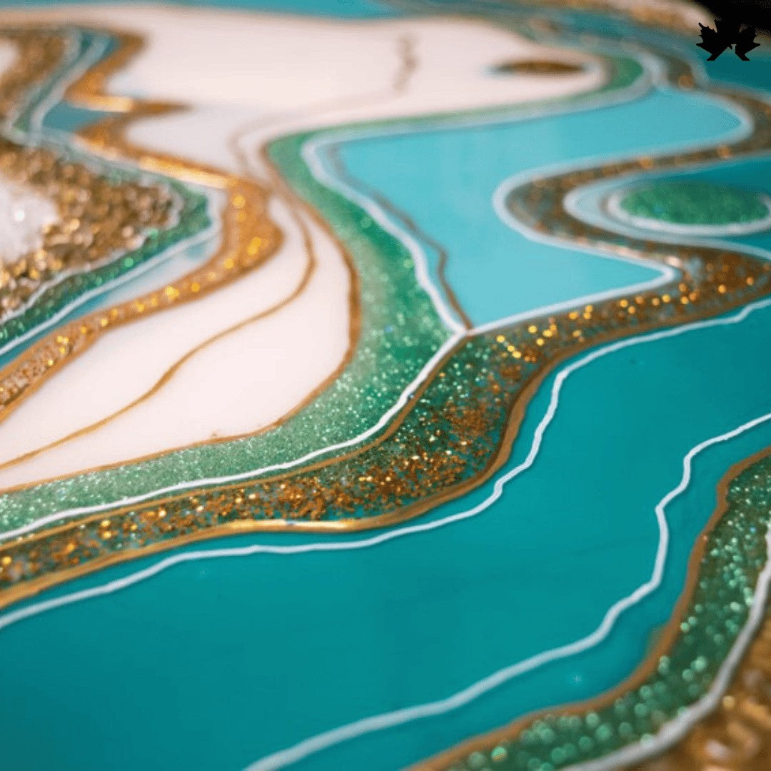 Aqua Crystal Arc – Resin Unique Abstract Wall Panel for Living Room | Fankaarlok