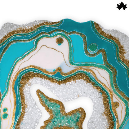 Aqua Crystal Arc – Resin Unique Abstract Wall Panel for Living Room | Fankaarlok