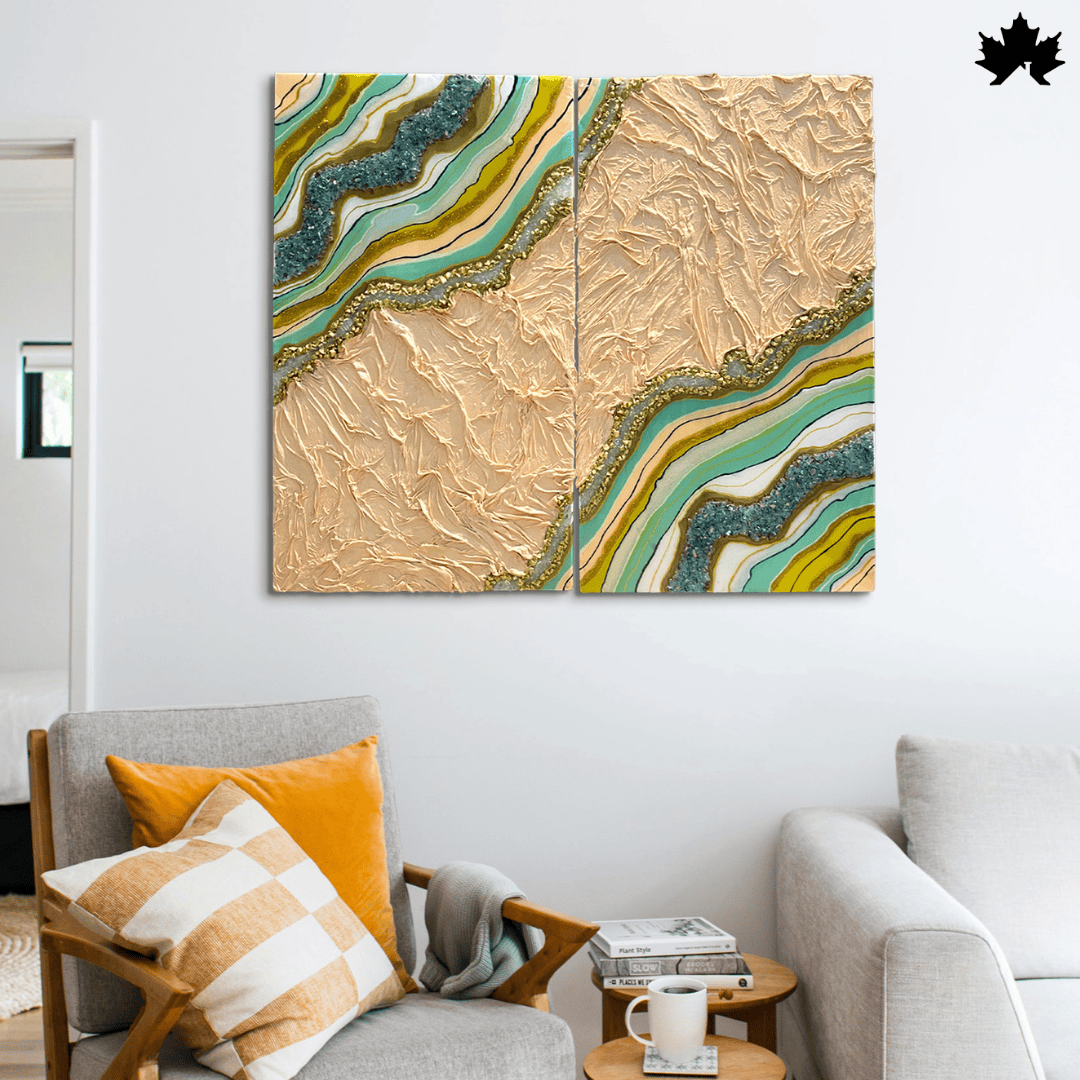 Golden Canyon Drift – Resin Handcrafted Wall Art | Fankaarlok