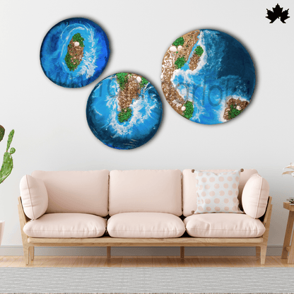 Island Tide Trio – Resin Ocean Theme Wall Art | Fankaarlok