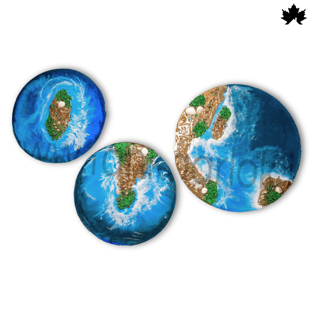 Island Tide Trio – Resin Ocean Theme Wall Art | Fankaarlok