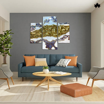 Golden Crest Triptych – Resin Home Decor Wall Art Set | Fankaarlok