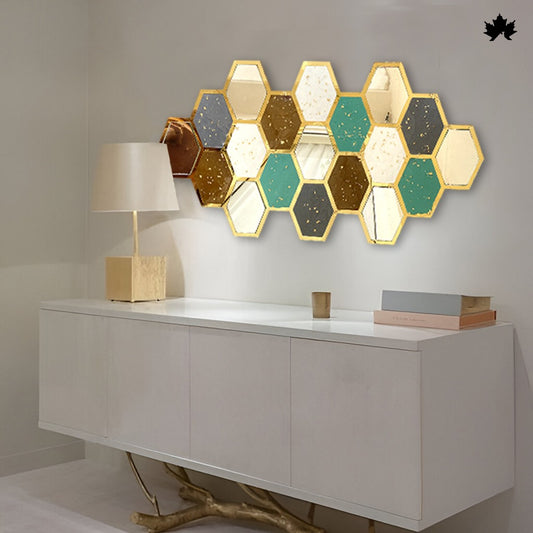 Hexa Gold Mirage – Resin Luxury Wall Decor for Home | Fankaarlok
