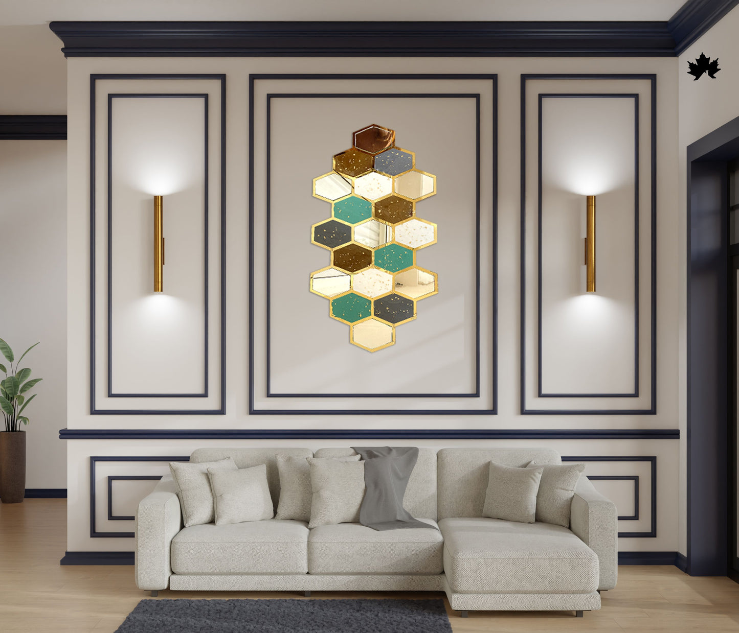 Hexa Gold Mirage – Resin Luxury Wall Decor for Home | Fankaarlok
