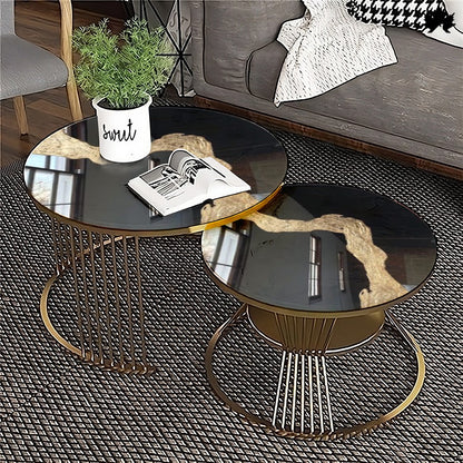 Round Nesting Table Set – Modern Black & Gold Epoxy Tables | Fankaarlok