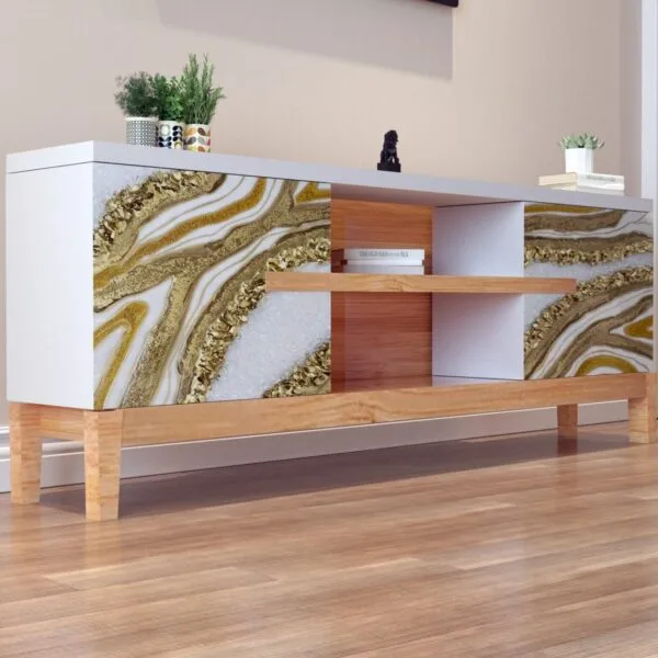 Golden Wave Exquisite Cabinet - Designer Storage Unit for Modern Living Spaces
