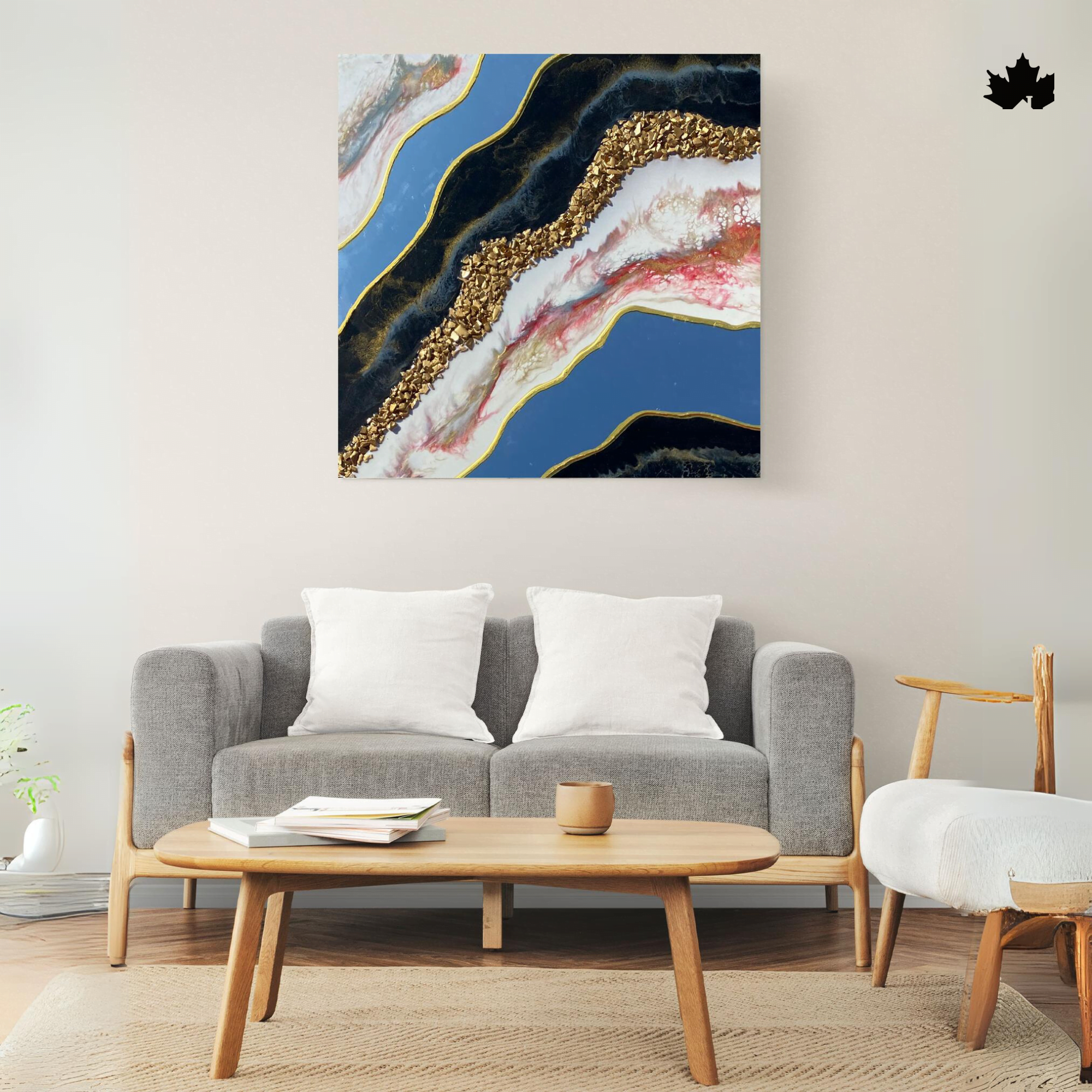 Handcrafted River Stream Art with deep blues