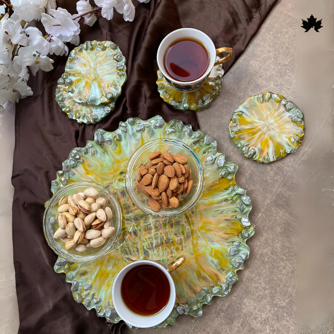 Sunlit Citrine - Nature-Inspired Tableware Collection with Crystal Accents