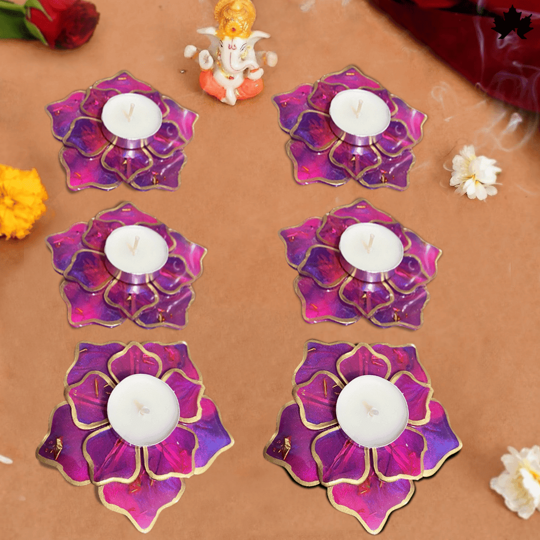 Mystic Bloom Elegance- Set of 6 Diya Holders