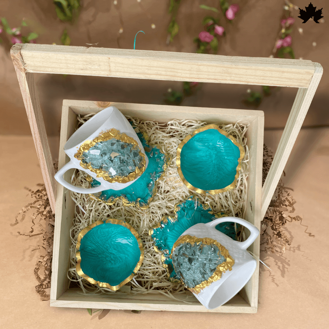 Turquoise Tranquility Tea Set – Custom Handmade Cups and Saucers