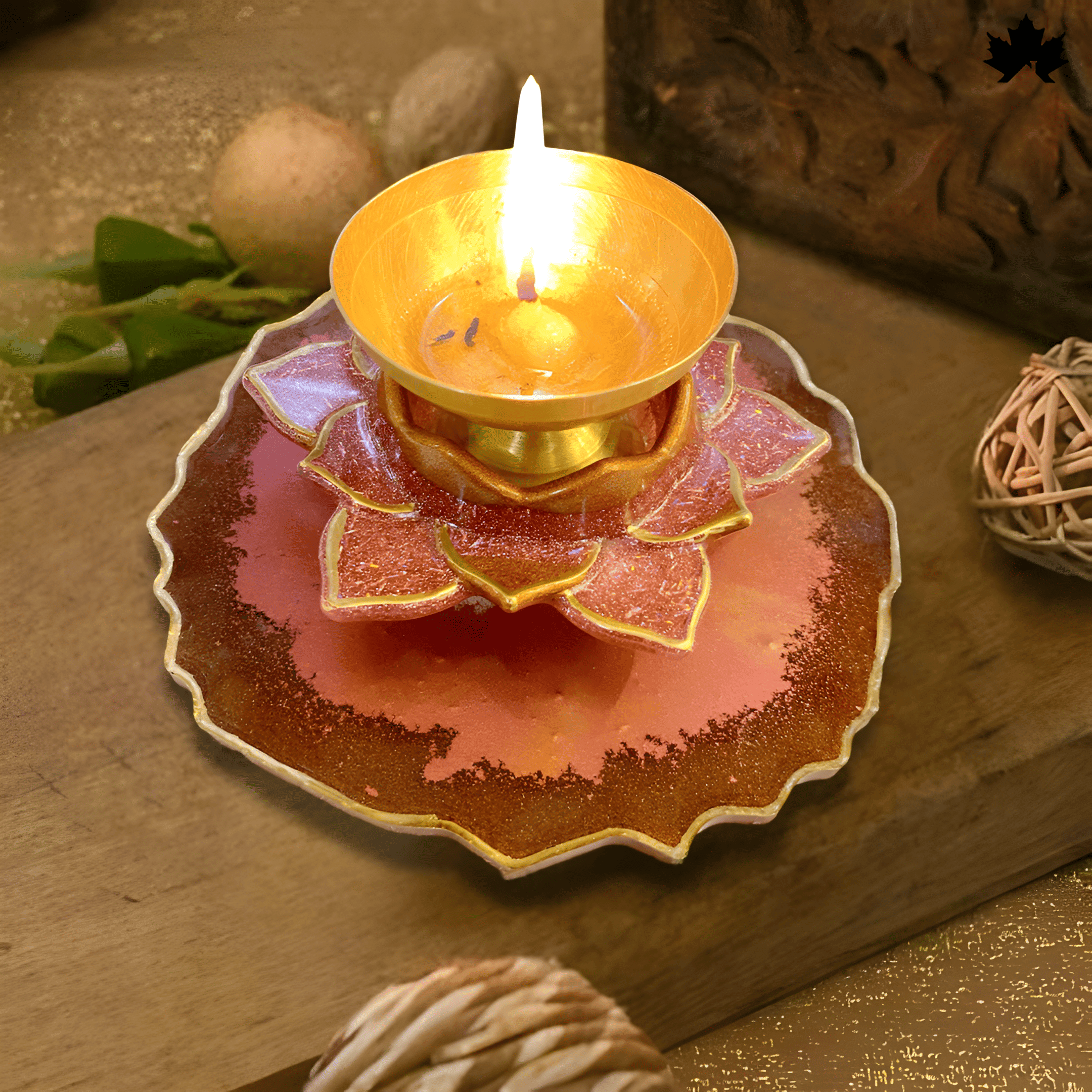 Lotus Glow Diya Holder - Elegant Jyot and Diya Holder for Aarti and Pooja Rituals