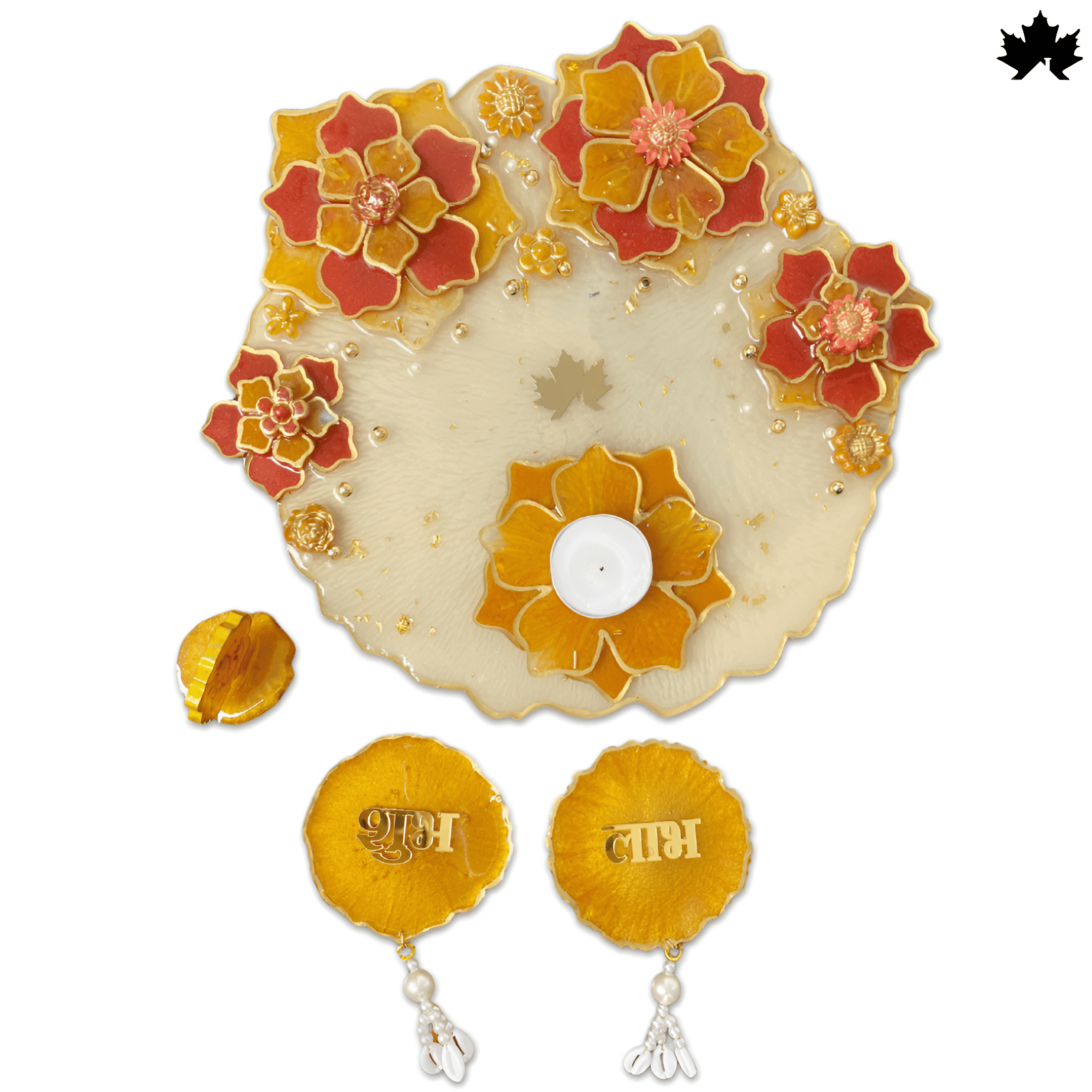 Sacred Harmony Combo Set: Pooja Thali, Shubh Laabh, Diya & Ganesh Idol