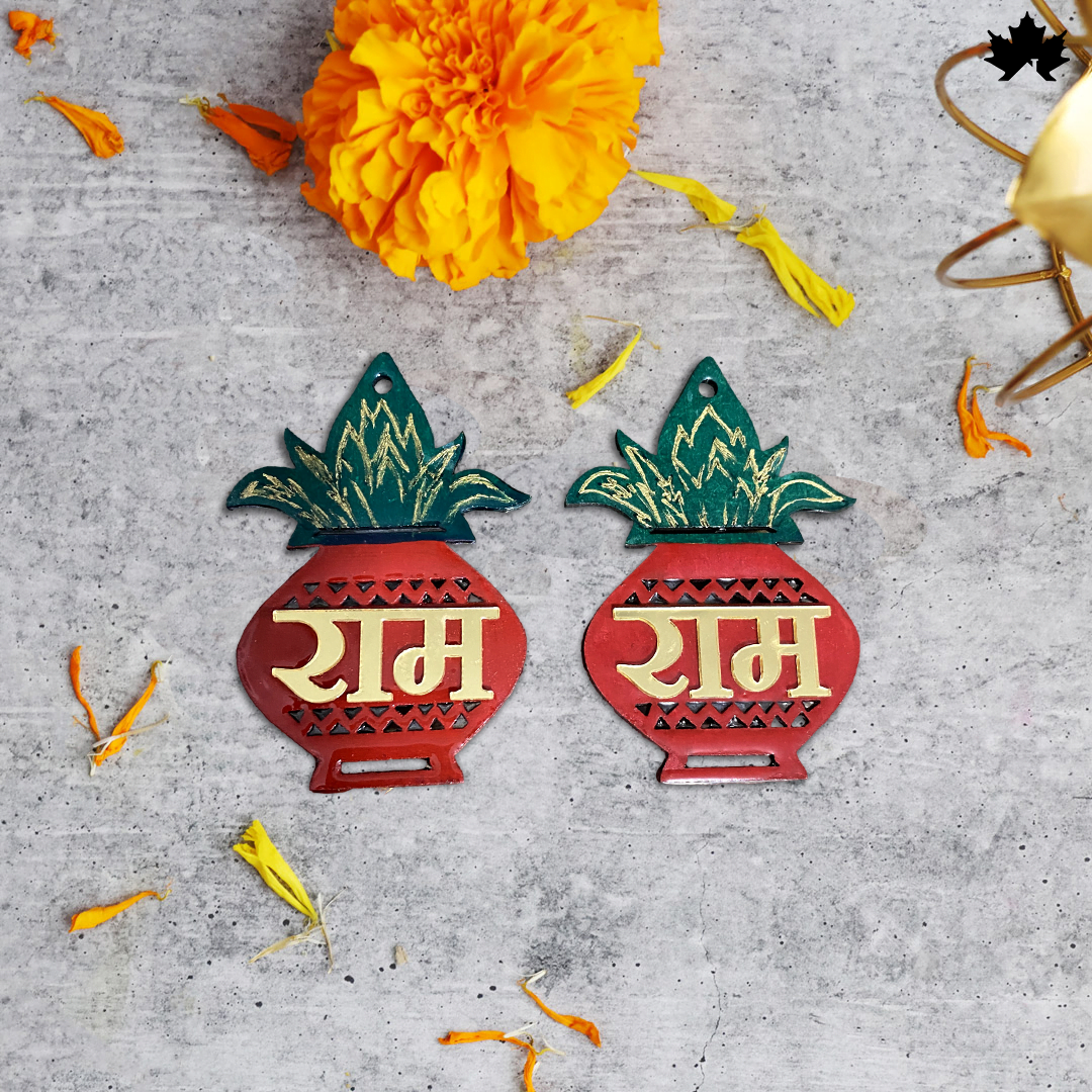RAM-RAM Decorative Pair - Elegant 3-Inch Spiritual Decor for Home & Pooja Room