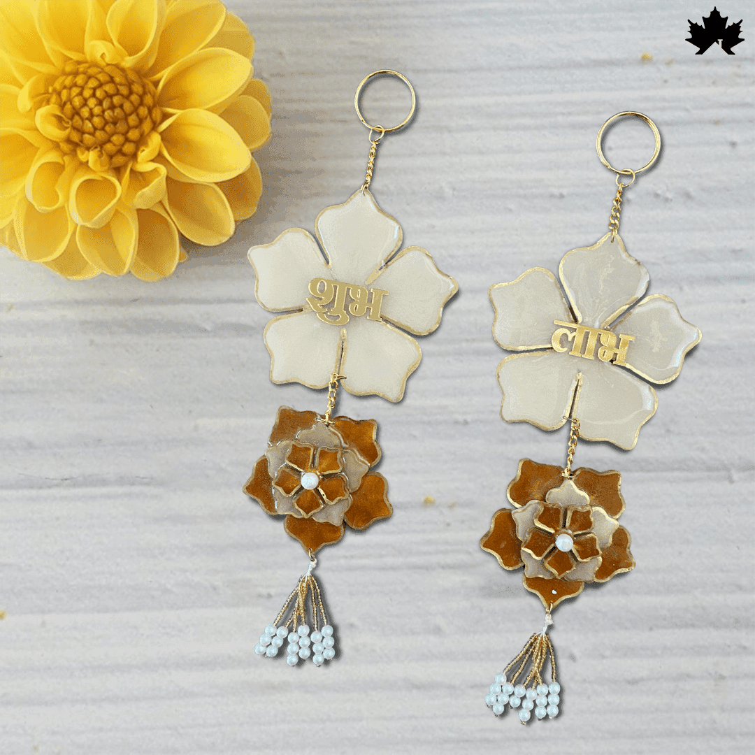 Pearl Petal Shubh Labh - Golden Floral Blessings