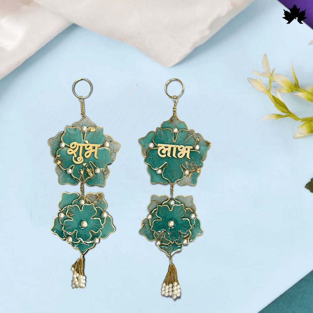 Emerald Oasis Shubh Laabh Hanging Set – Turquoise Decorative Accent